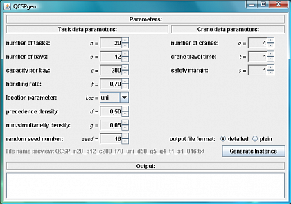The graphical user interface of QCSPgen.